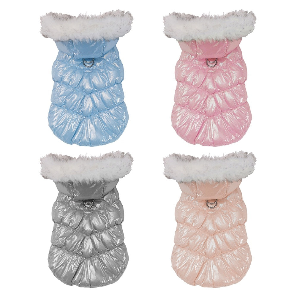 Fur Hooded Puffer Harness Jacket