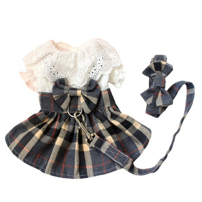 Lace Collar Plaid Skirt Harness