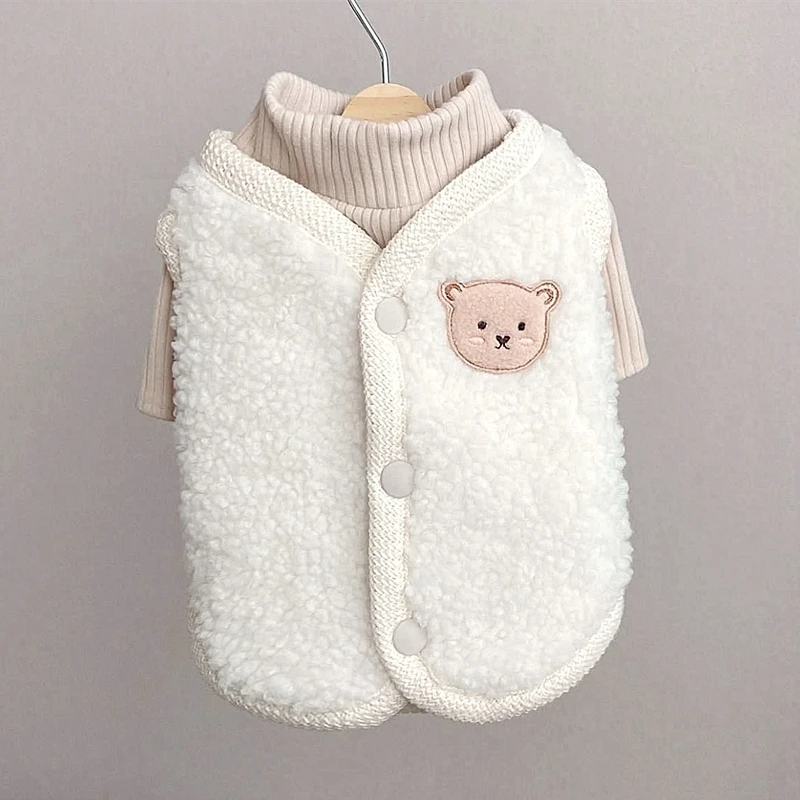 Coral Fleece Bear Vest