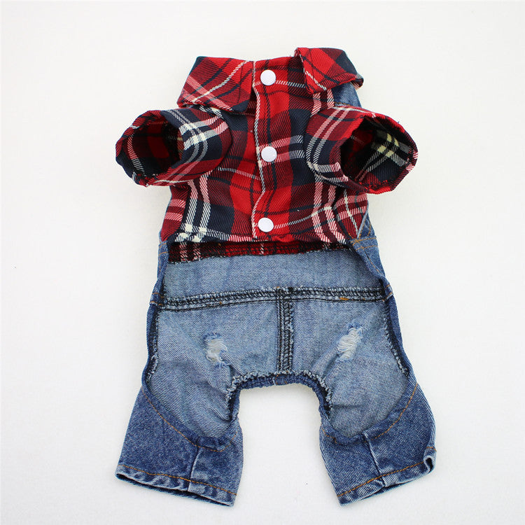 Plaid & Denim Full-Body Overalls