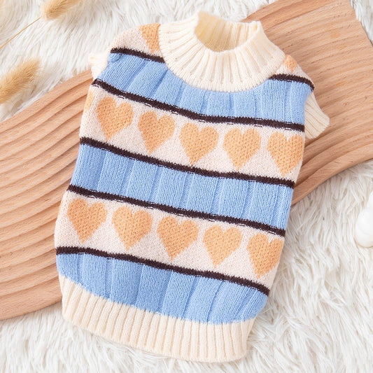 Peach Heart Pet Sweater