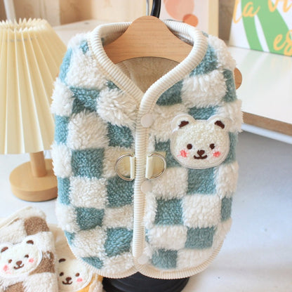 Milky Plaid Teddy Vest