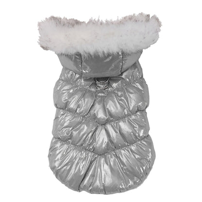 Faux Fur Hooded Puffer Harness Jacket