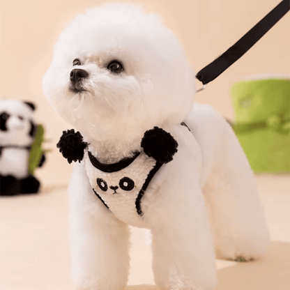 Adorable Fluffy Panda Fleece Dog Harness - PawPlaza