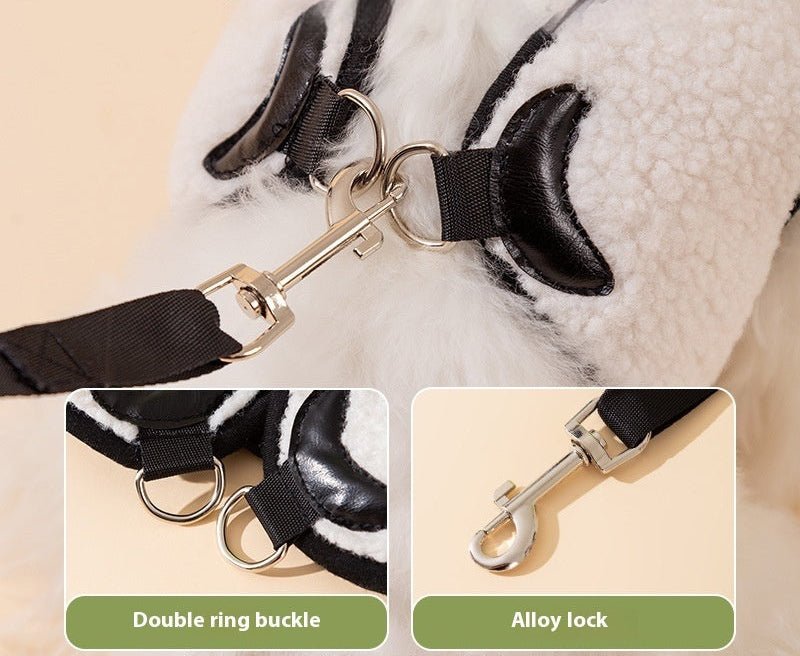 Adorable Fluffy Panda Fleece Dog Harness - PawPlaza