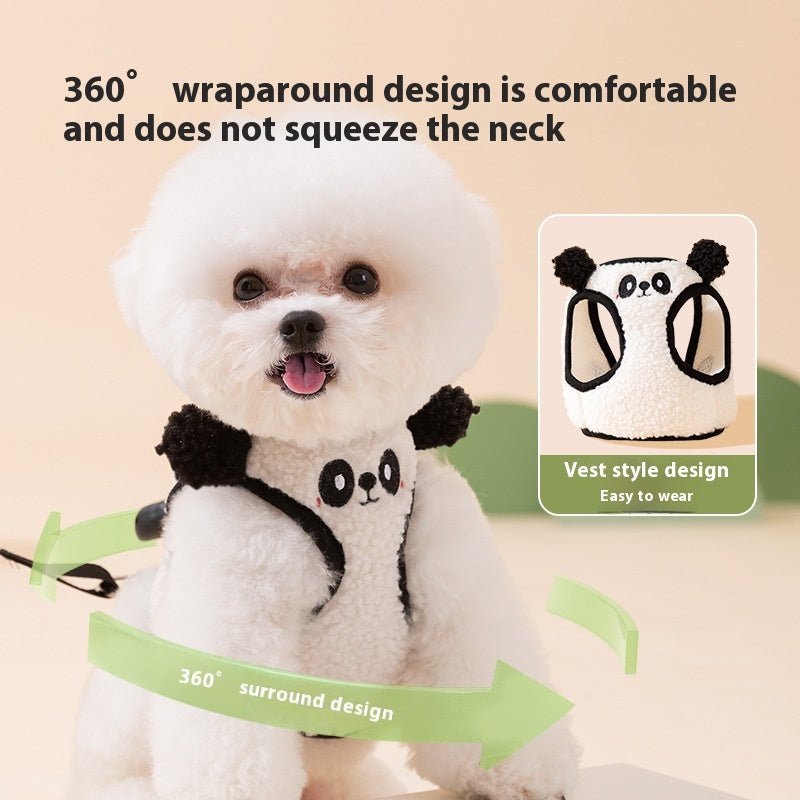 Adorable Fluffy Panda Fleece Dog Harness - PawPlaza