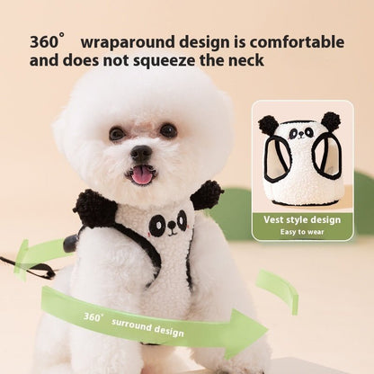 Adorable Fluffy Panda Fleece Dog Harness - PawPlaza