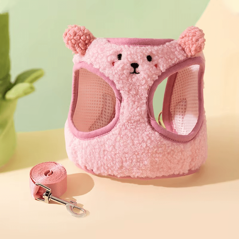 Adorable Fluffy Panda Fleece Dog Harness - PawPlaza