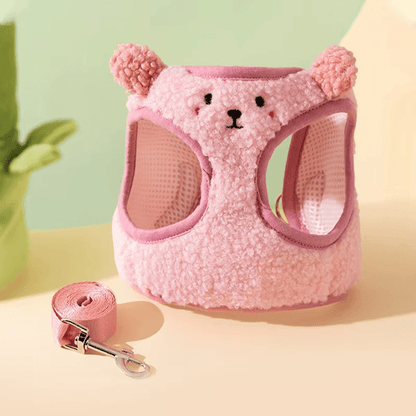 Adorable Fluffy Panda Fleece Dog Harness - PawPlaza