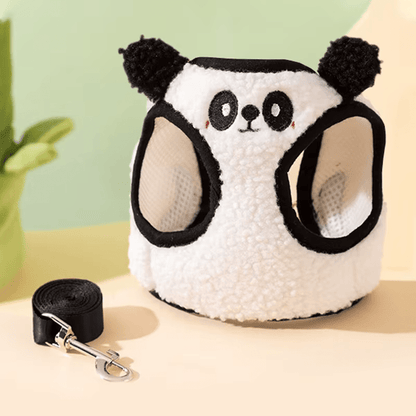 Adorable Fluffy Panda Fleece Dog Harness - PawPlaza