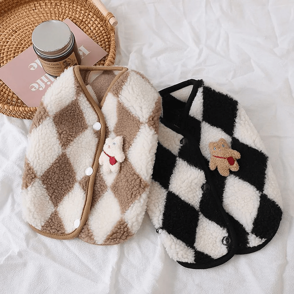 Argyle Vest with Bear Accessory - PawPlaza