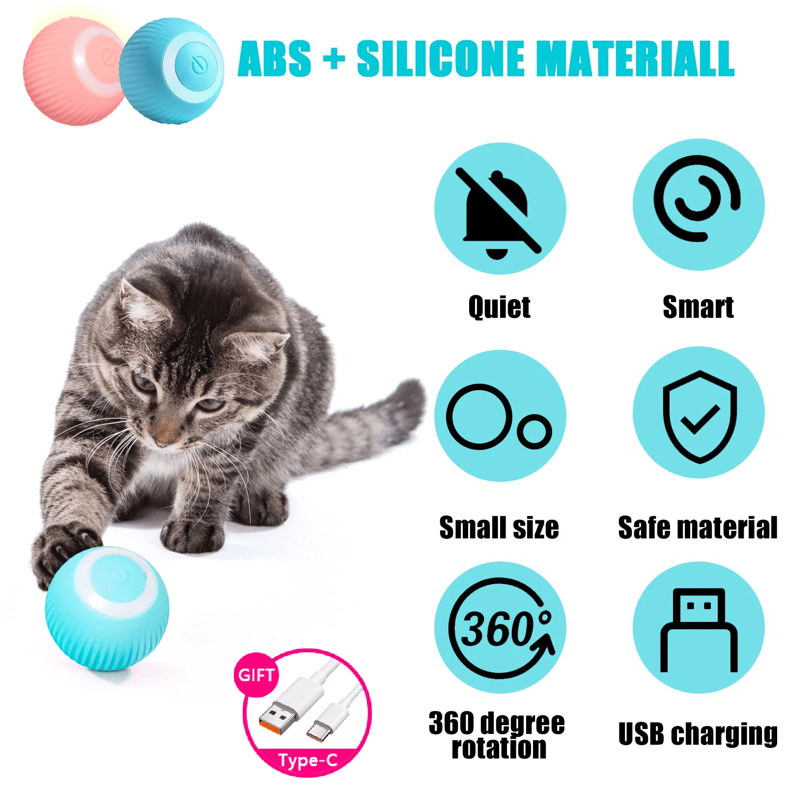 Auto - Rolling Interactive Smart Ball - PawPlaza