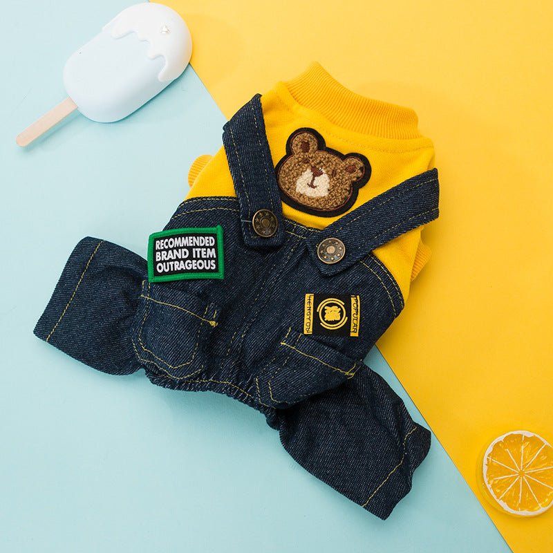 Cartoon Bear Denim Overall - PawPlaza