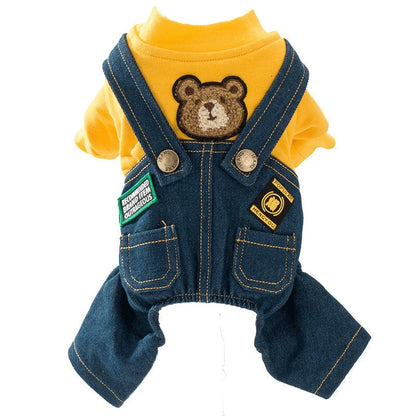 Cartoon Bear Denim Overall - PawPlaza