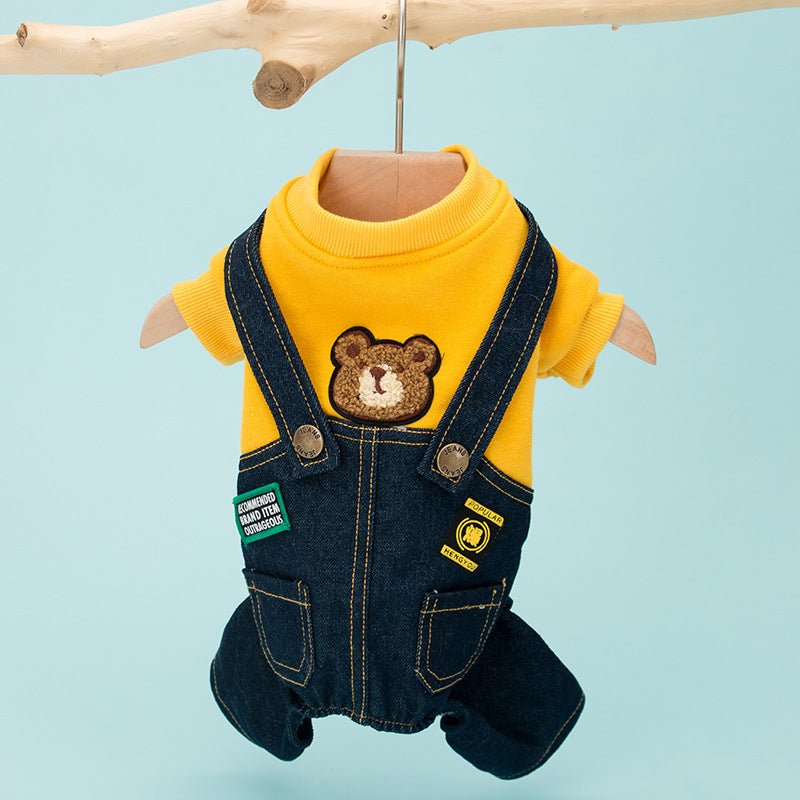 Cartoon Bear Denim Overall - PawPlaza