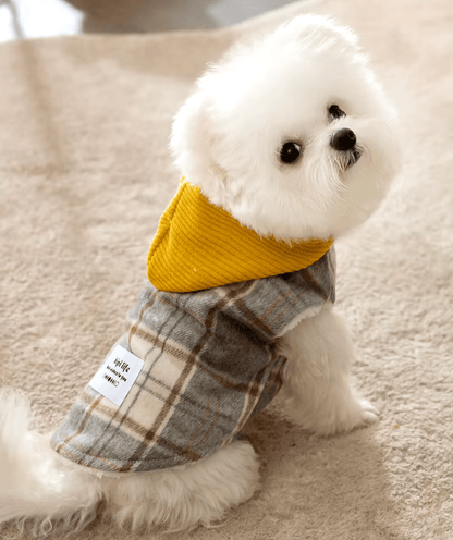 Corduroy Chessboard Grid Hoodie - PawPlaza