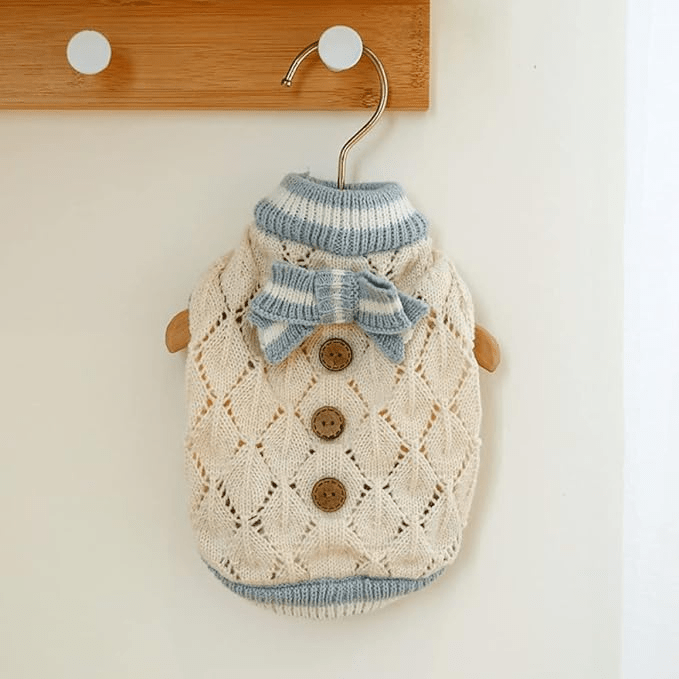 Cute Knitted Bow Sweater - PawPlaza