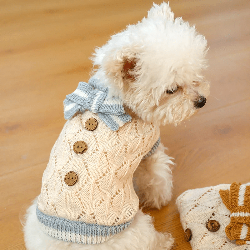 Cute Knitted Bow Sweater - PawPlaza