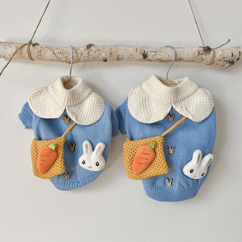 Cute Turquoise Bunny Sweater - PawPlaza