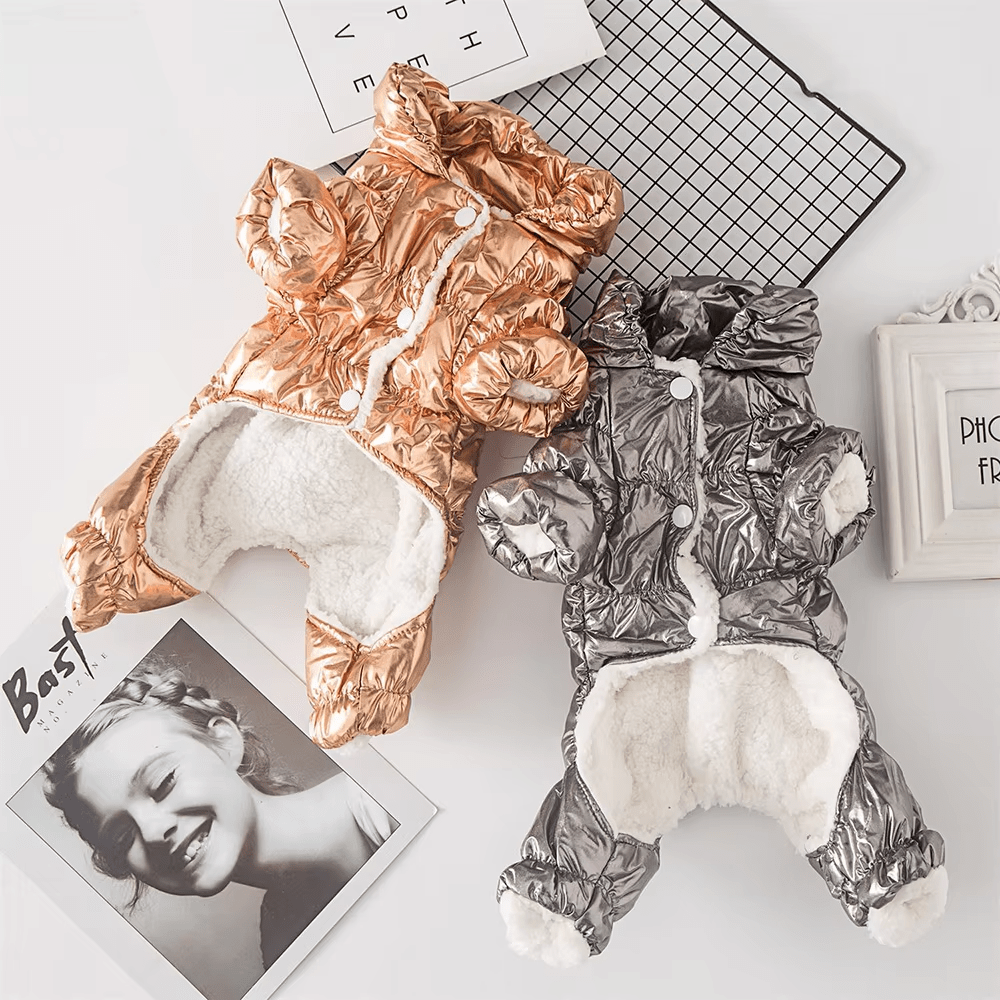 Dachshund Corgi Champagne Puffer Suit - PawPlaza