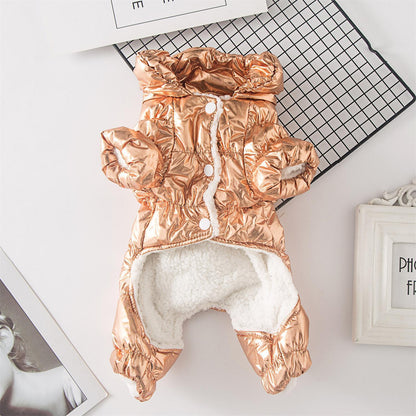 Dachshund Corgi Champagne Puffer Suit - PawPlaza