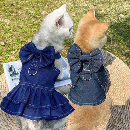 Denim Bowtie Skirt - PawPlaza