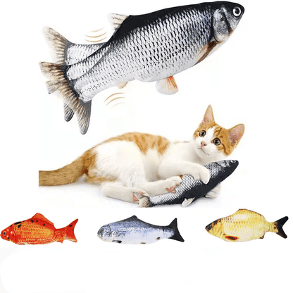 Electric Moving Fish Cat Toy Catnip Plush Fish Robot Toy - PawPlaza