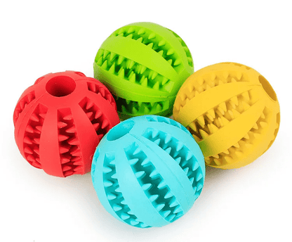 Extra - Tough Tooth Cleaning Rubber Treat Ball - PawPlaza
