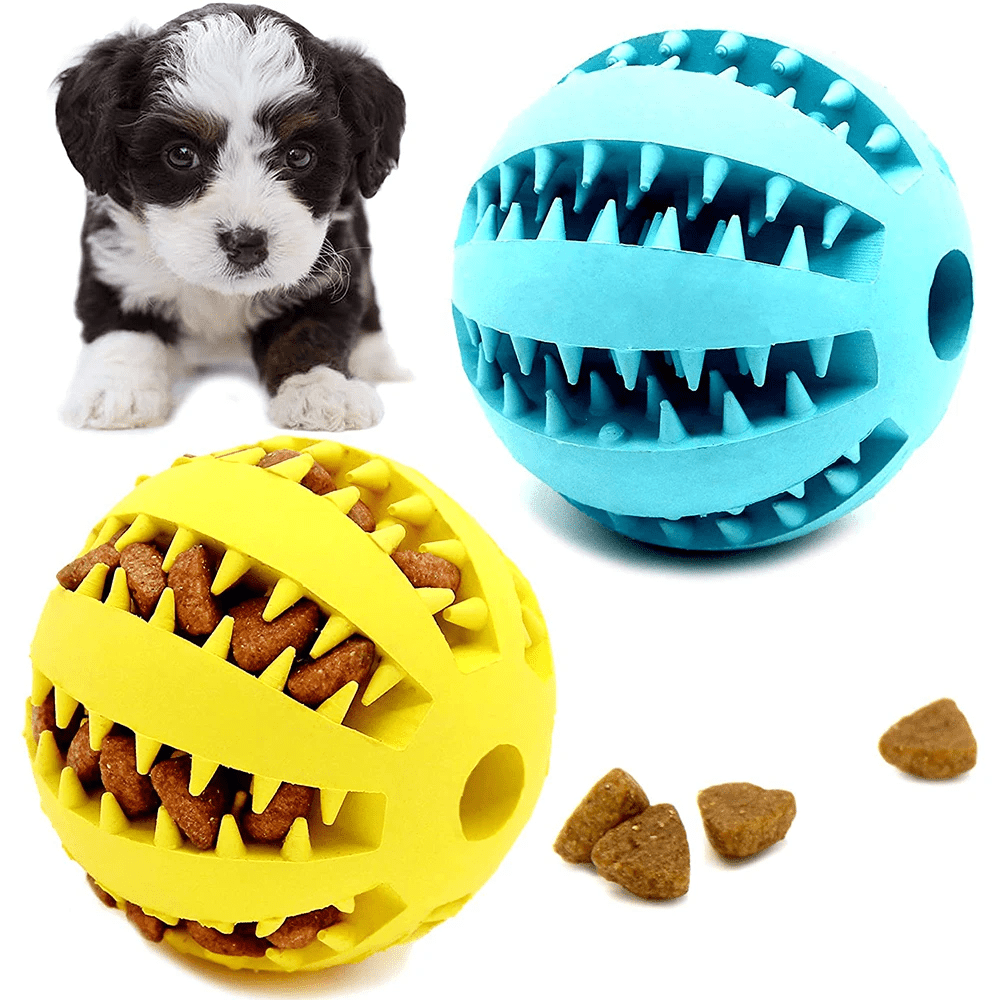 Extra - Tough Tooth Cleaning Rubber Treat Ball - PawPlaza
