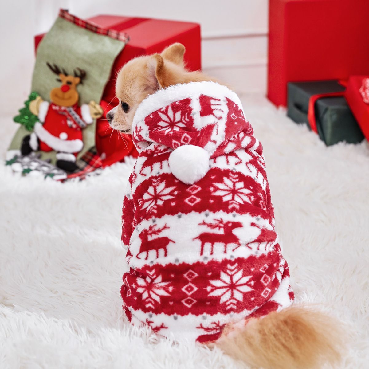 Full - Body Super Soft Fleece Christmas Hoodie - PawPlaza