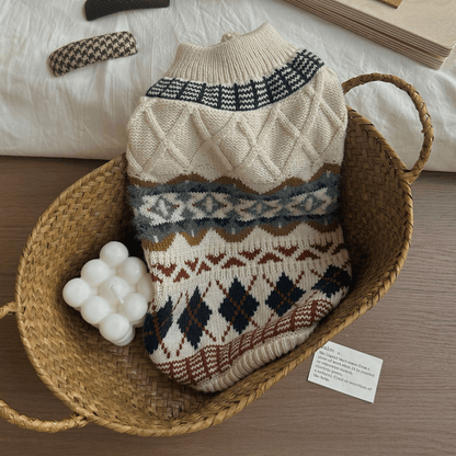 Handmade Diamond Winter Sweater - PawPlaza