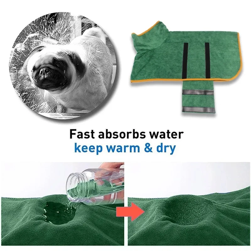 Quick Dry Microfiber Dog Bathrobe Coat