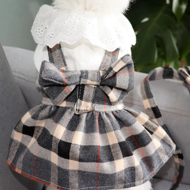 Lace Collar Plaid Skirt Harness