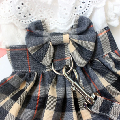 Lace Collar Plaid Skirt Harness