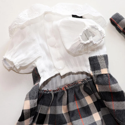 Lace Collar Plaid Skirt Harness