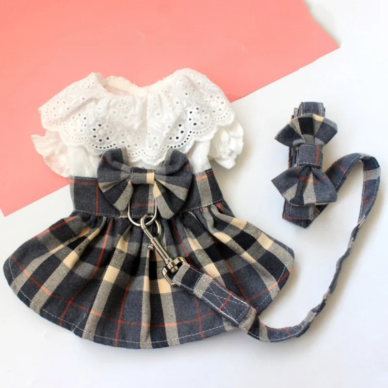 Lace Collar Plaid Skirt Harness