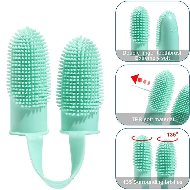 Silicone Two Finger Pet Toothbush