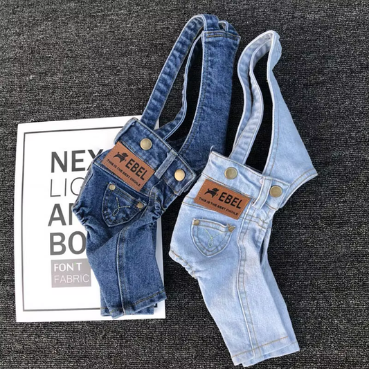 Vintage Denim Suspender Pants