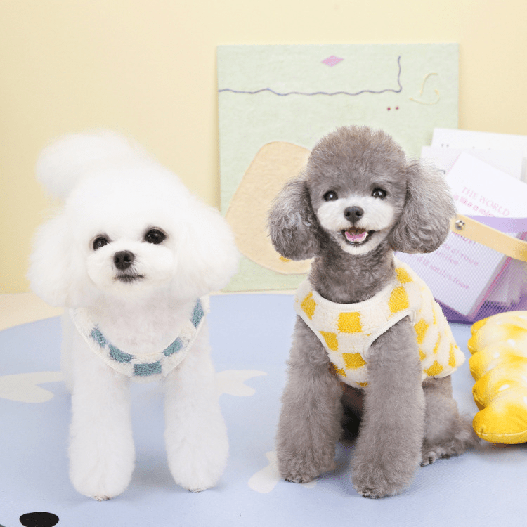 Milky Plaid Teddy Vest - PawPlaza