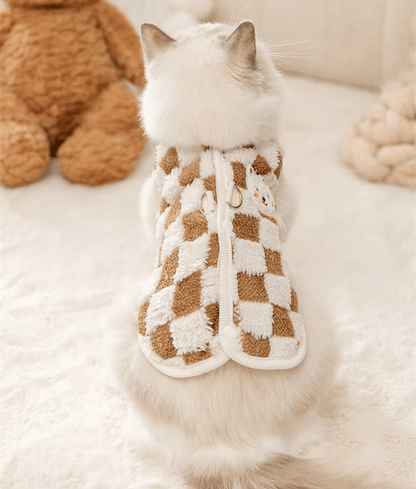 Milky Plaid Teddy Vest - PawPlaza