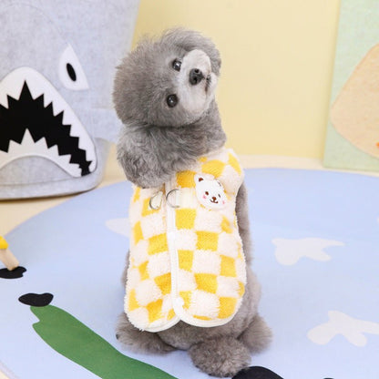 Milky Plaid Teddy Vest - PawPlaza