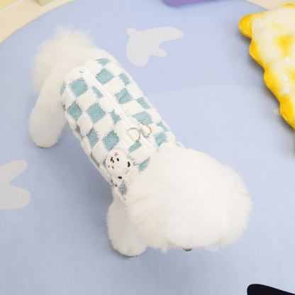 Milky Plaid Teddy Vest - PawPlaza