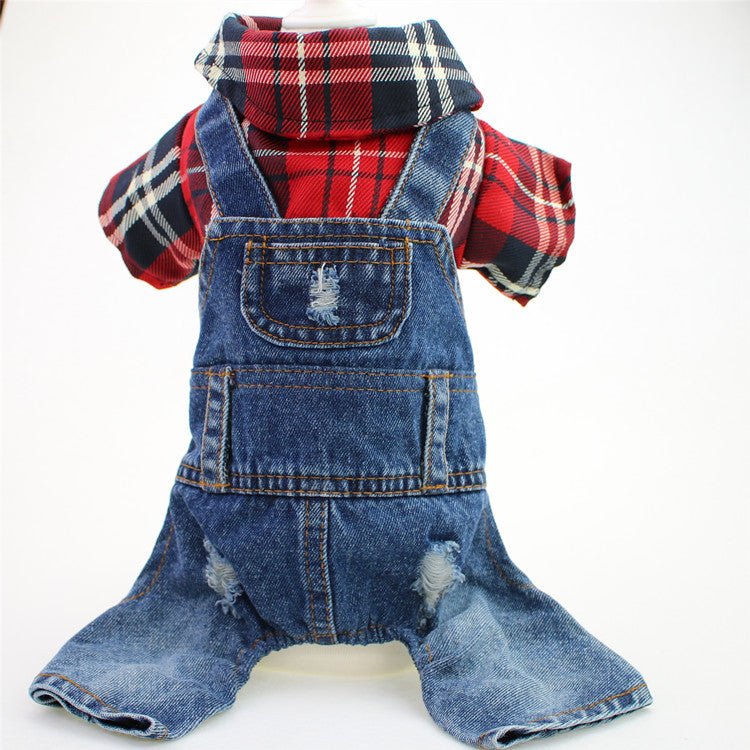 Plaid & Denim Full - Body Overalls - PawPlaza