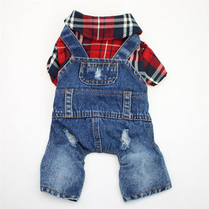 Plaid & Denim Full - Body Overalls - PawPlaza