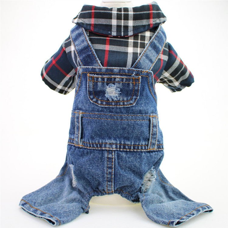 Plaid & Denim Full - Body Overalls - PawPlaza