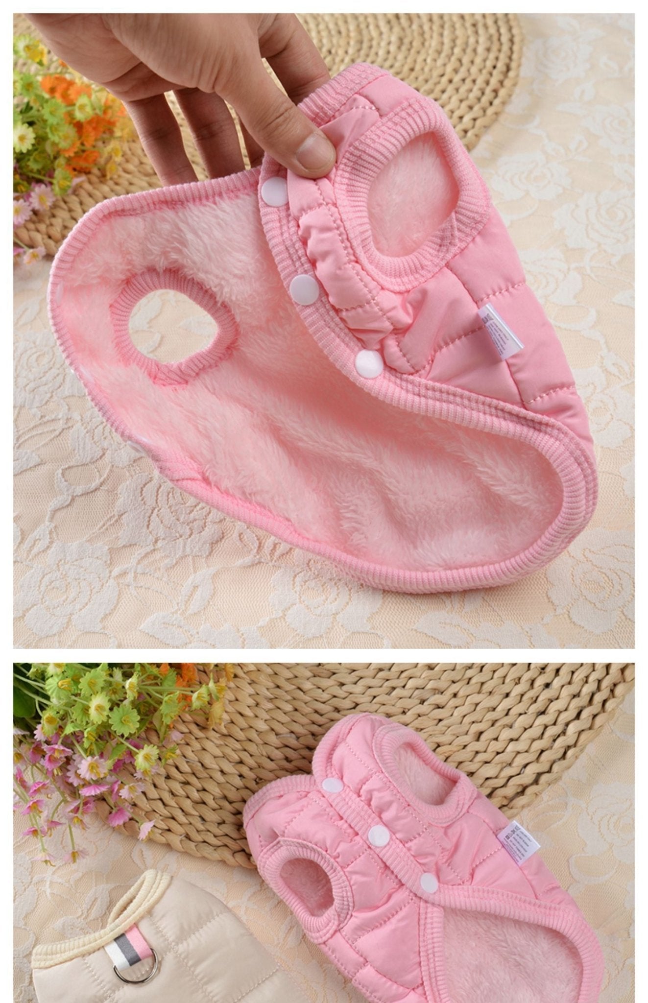 Plaid Fleece - lined Harness Coat - PawPlaza