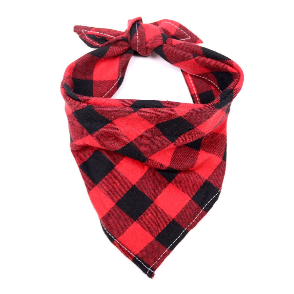 Plaid Pattern Dog Bandana Scarf - PawPlaza