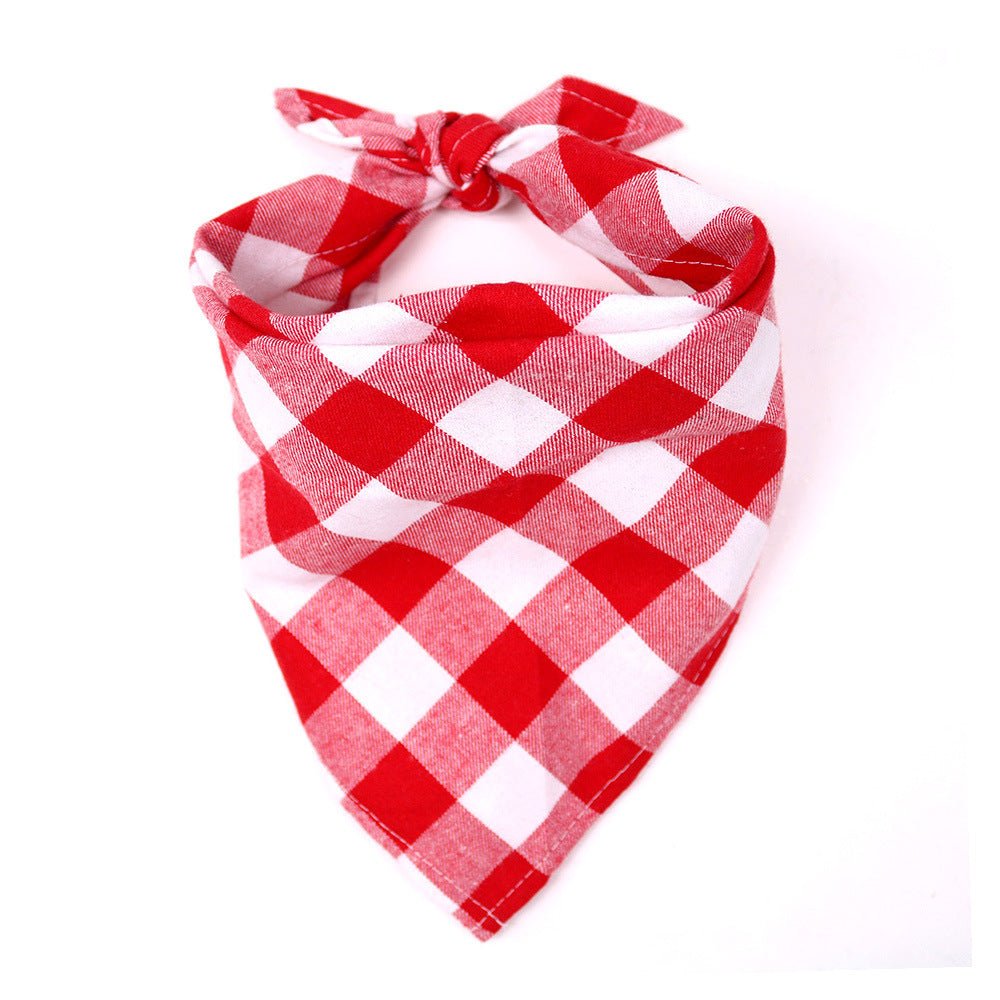 Plaid Pattern Dog Bandana Scarf - PawPlaza