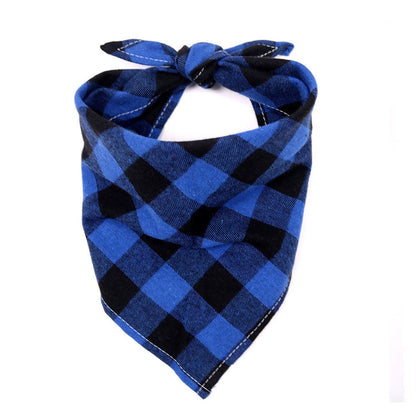 Plaid Pattern Dog Bandana Scarf - PawPlaza
