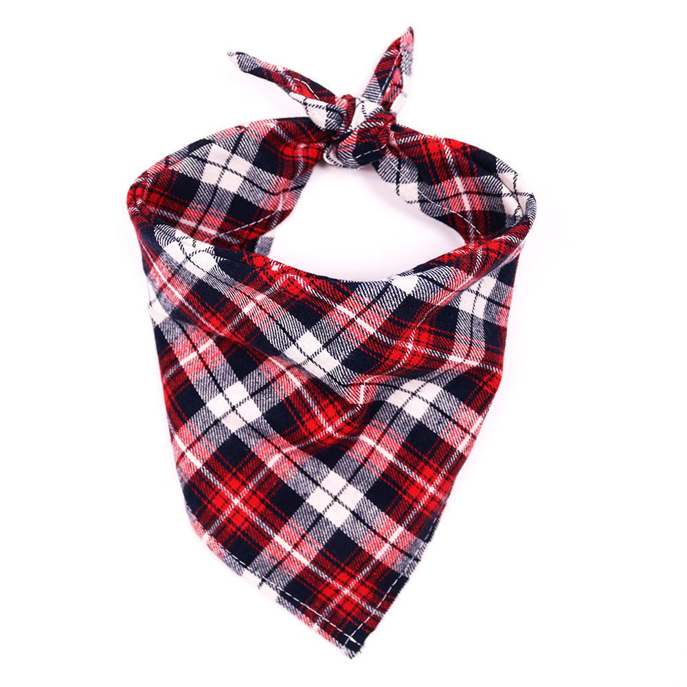 Plaid Pattern Dog Bandana Scarf - PawPlaza
